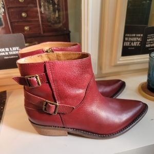 Western Leather Ankle Boots with Metal Detail